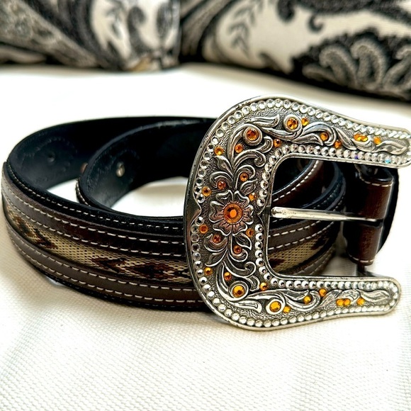 Nocona Other - Sold🛍️Men’s Nocona Belt Genuine Leather Western Brown Rhinestone Buckle 3410